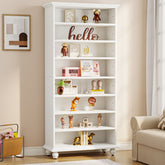 Tribesigns 69-Inch White Bookcase with LED Lighting and Solid Wood Legs, 9-Tier Open Bookshelf for Living Room and Home Office 3