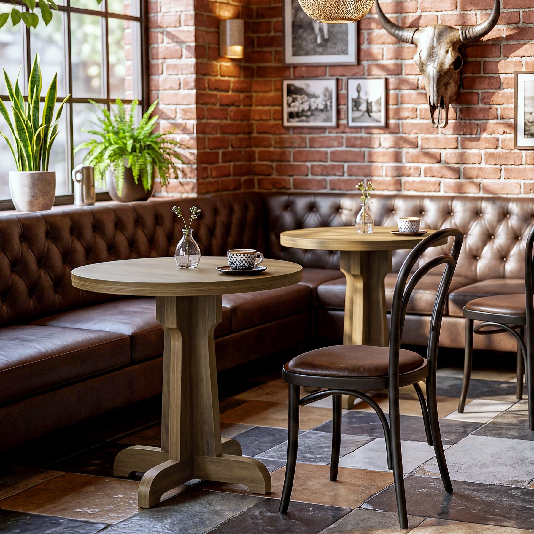 Tribesigns Small Round Dining Table, 2-Person Cafe Table for Restaurant