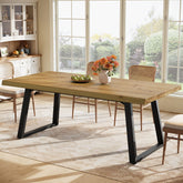 Tribesigns 63-Inch Solid Wood Dining Table with Black Metal Legs, Farmhouse Kitchen Table for 4-6 3
