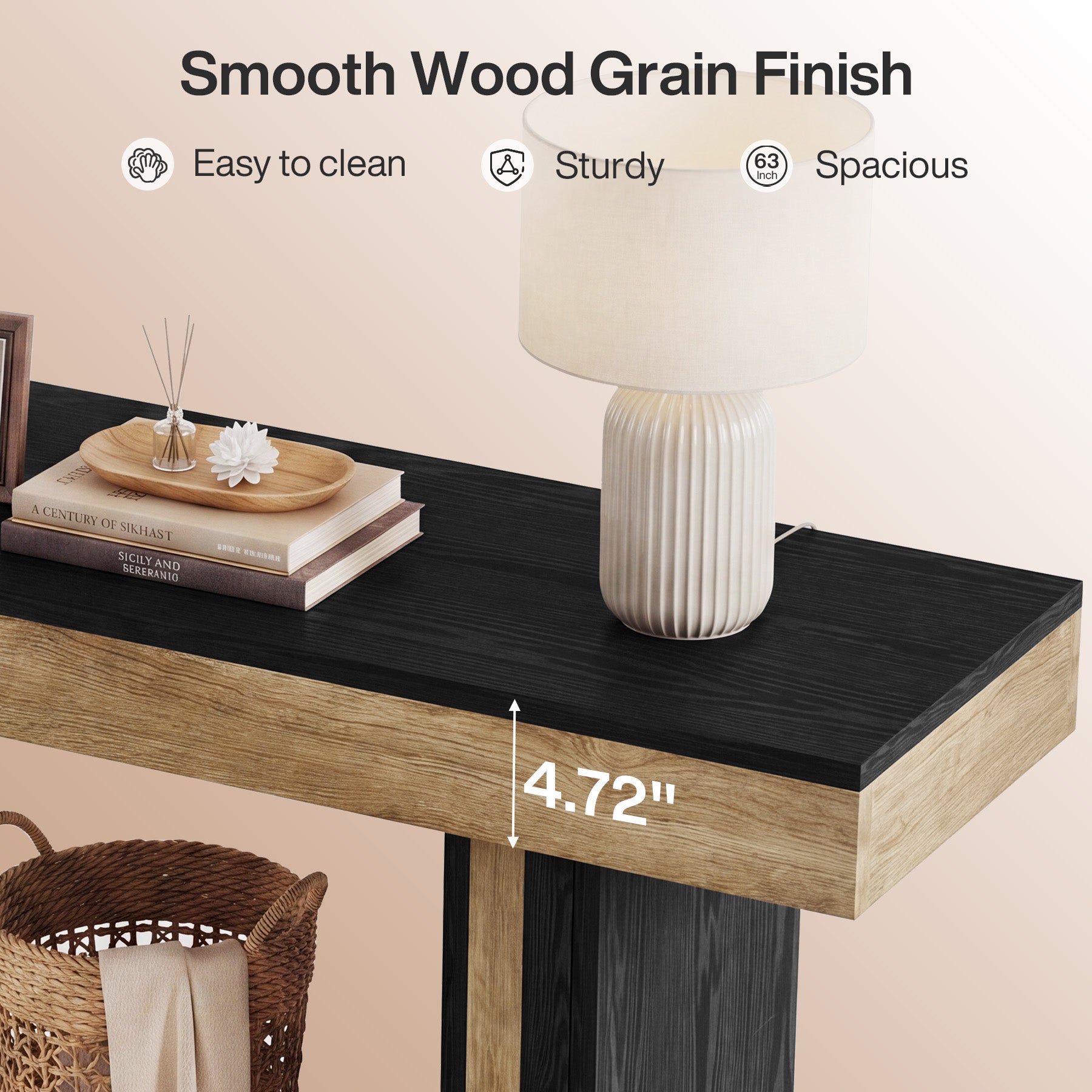 Tribesigns 63-Inch Narrow Console Table with 2-Tier Storage, Farmhouse Sofa Table for Entryway