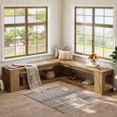 Tribesigns 61-Inch L-Shaped Shoe Bench with Storage, Farmhouse Corner Entryway Bench for Dining Room Living Room and Cloakroom 3