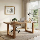 63-Inch Solid Wood Computer Desk with Live Edge Top, Rectangular Executive Desk for Home Office 3