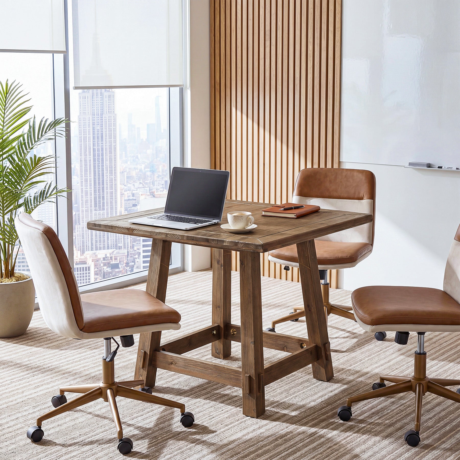Tribesigns 31.49-Inch Solid Wood Conference Table for 4, Square Meeting Table for Home Office
