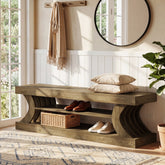Tribesigns 63-Inch Entryway Shoe Bench with Open Storage, 3-Tier Bed Bench for Bedroom and Hallway 3