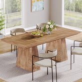 Tribesigns 63 Inch Dining Table for 6, Farmhouse Rectangular Kitchen Table with Double Pedestal for Dining Room 3