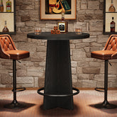 37.4-Inch Round Bar Table with Wooden Cross Base, Compact Pub Table with Ring Footrest 3