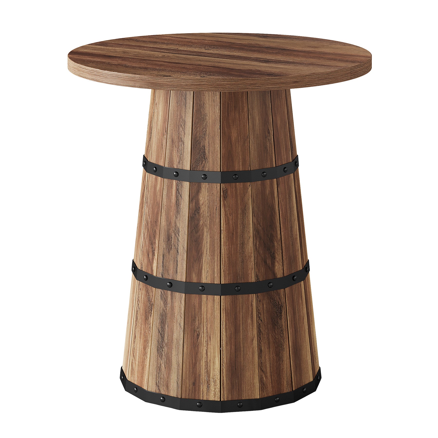 Tribesigns 31.5-Inch Round Bar Table with Barrel Base, Farmhouse Pub Table for Kitchen and Home Bar