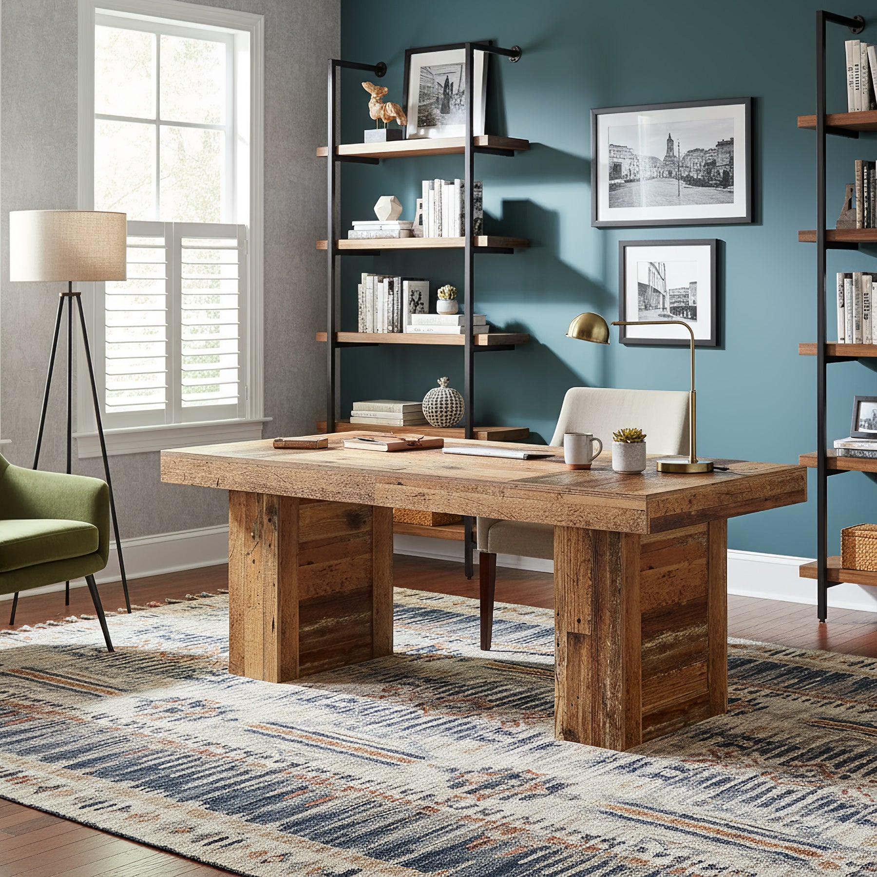 Tribesigns 63 Inch Farmhouse Executive Desk, Large Wooden Computer Desk with Heavy Duty Legs for Home Office
