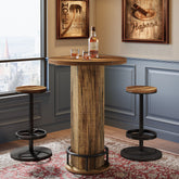 Tribesigns 23.62-Inch Round Bar Table Set, Industrial Bistro Table with 2 Bar Stools and Metal Footrest for Kitchen Apartment 3