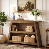 47.24-Inch Solid Wood Console Table, Farmhouse Entryway Table with 3-Tier Shelves 3