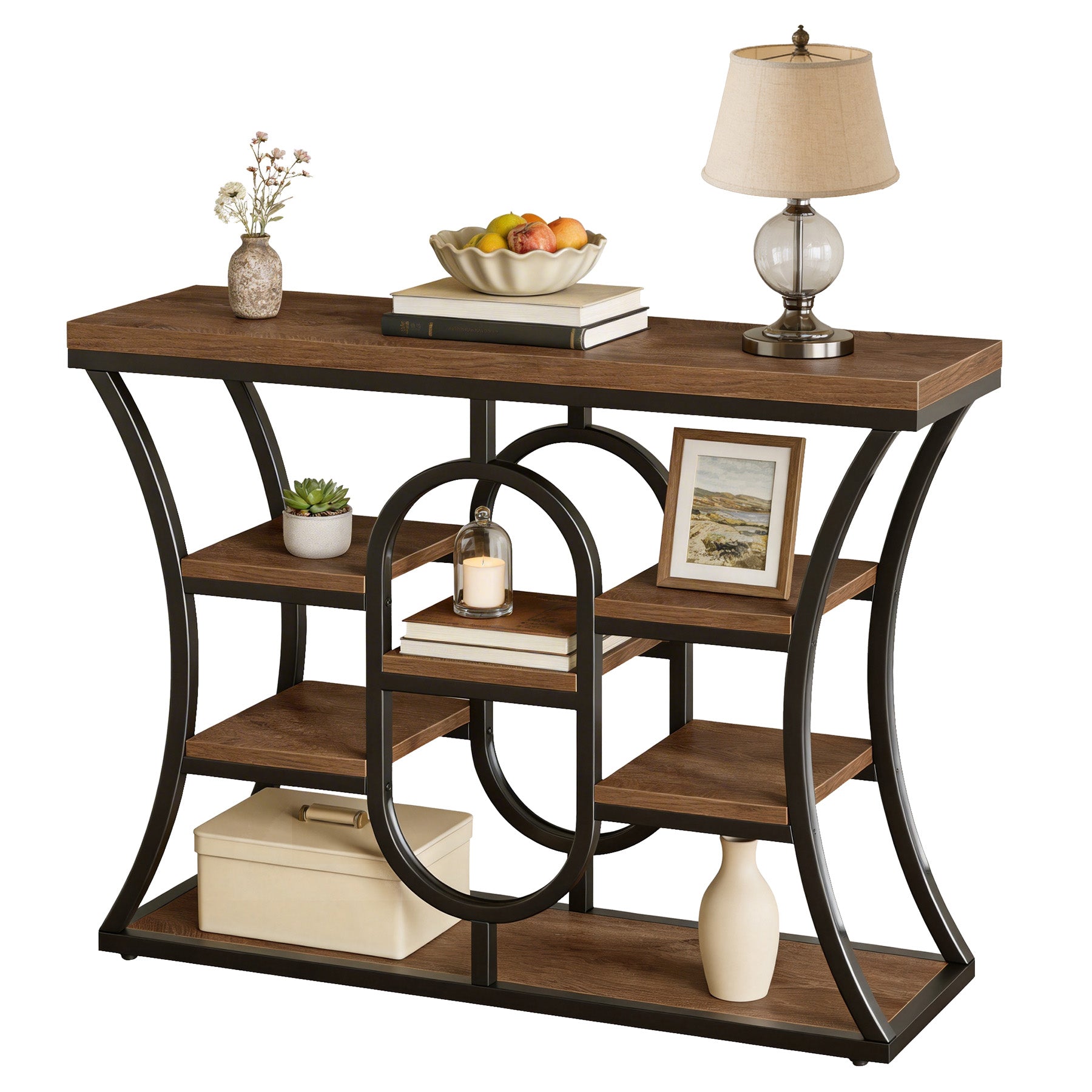 Tribesigns 41.3" Sofa Table, Industrial Console Table with Shelves