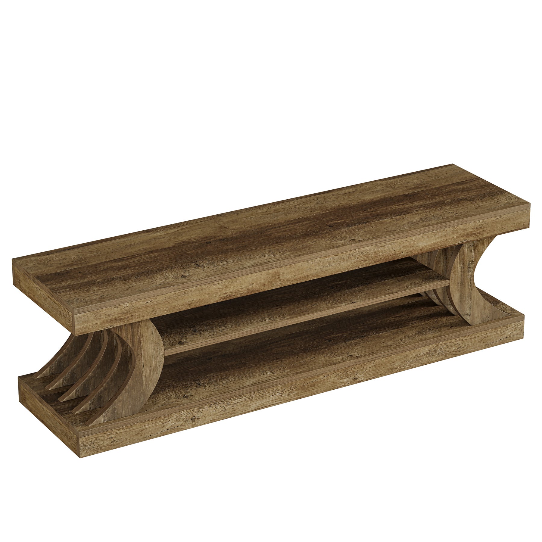 Tribesigns 63-Inch Entryway Shoe Bench with Open Storage, 3-Tier Bed Bench for Bedroom and Hallway