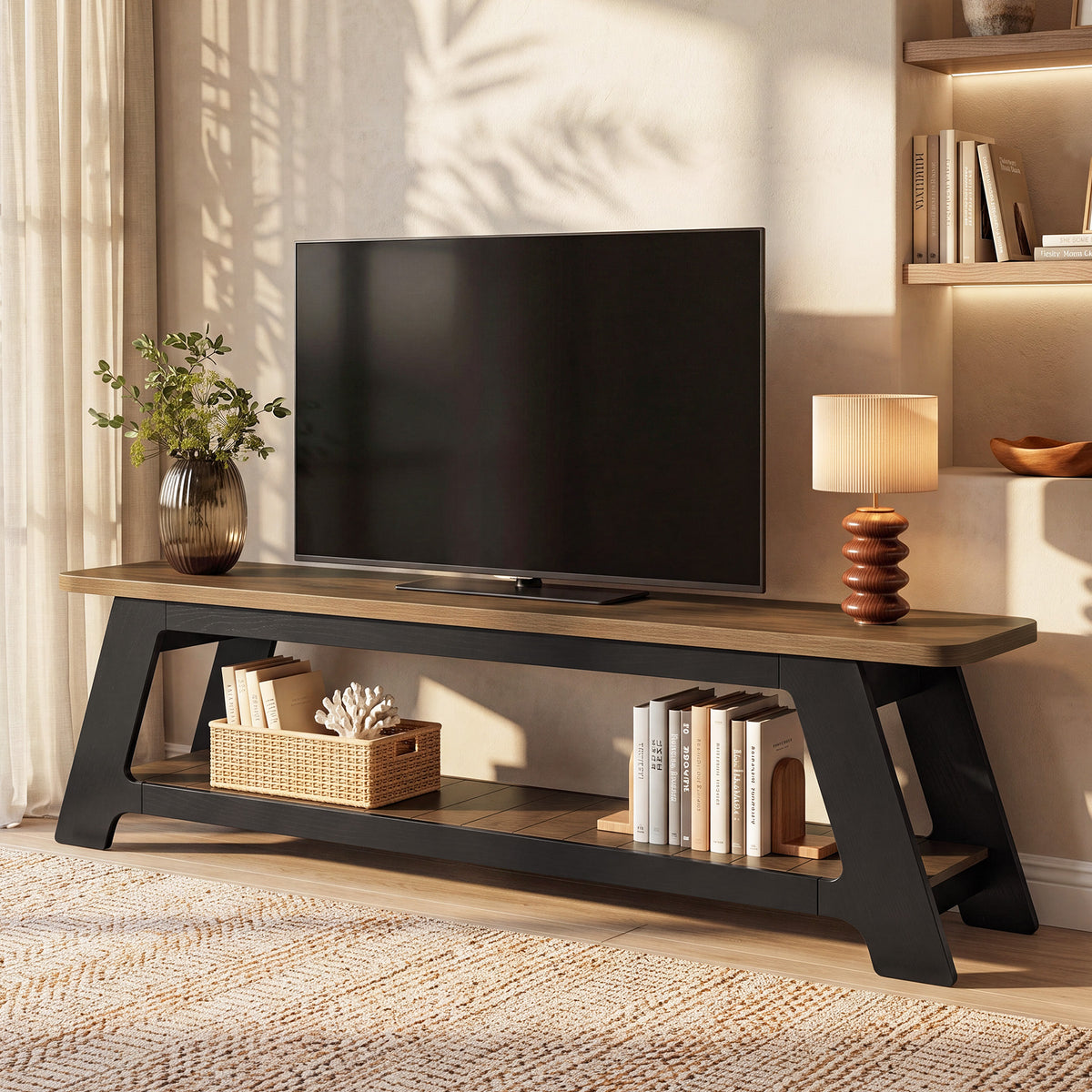 63 Inch TV Stand for 70 Inch TVs with Open Storage Shelf, Modern Farmhouse Media Console for Living Room