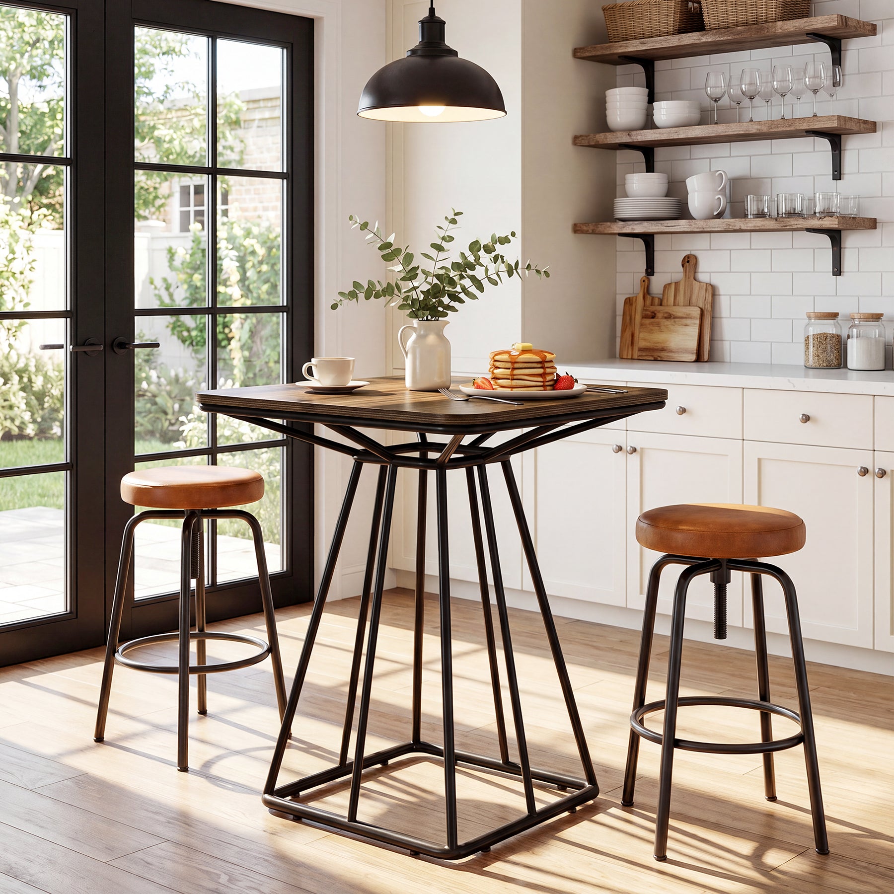 Tribesigns 31.5 Inch Square Bar Table, Geometric Pedestal Base for Kitchen Dining and Bistro Spaces