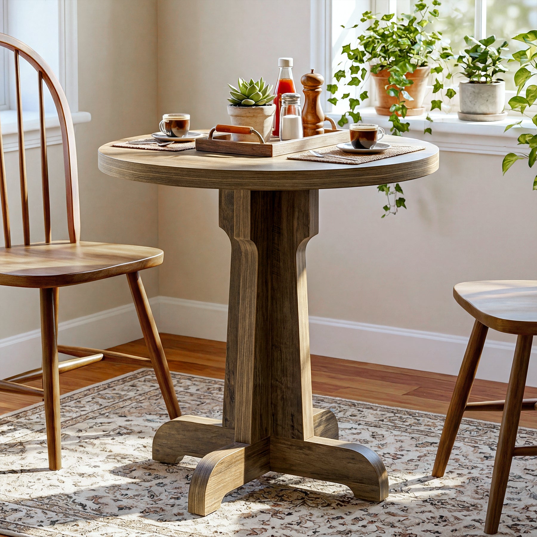 Tribesigns Small Round Dining Table, 2-Person Cafe Table for Restaurant