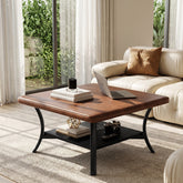 31.5-Inch Square Coffee Table, Upholstered Ottoman with PU Leather Top for Living Room 3