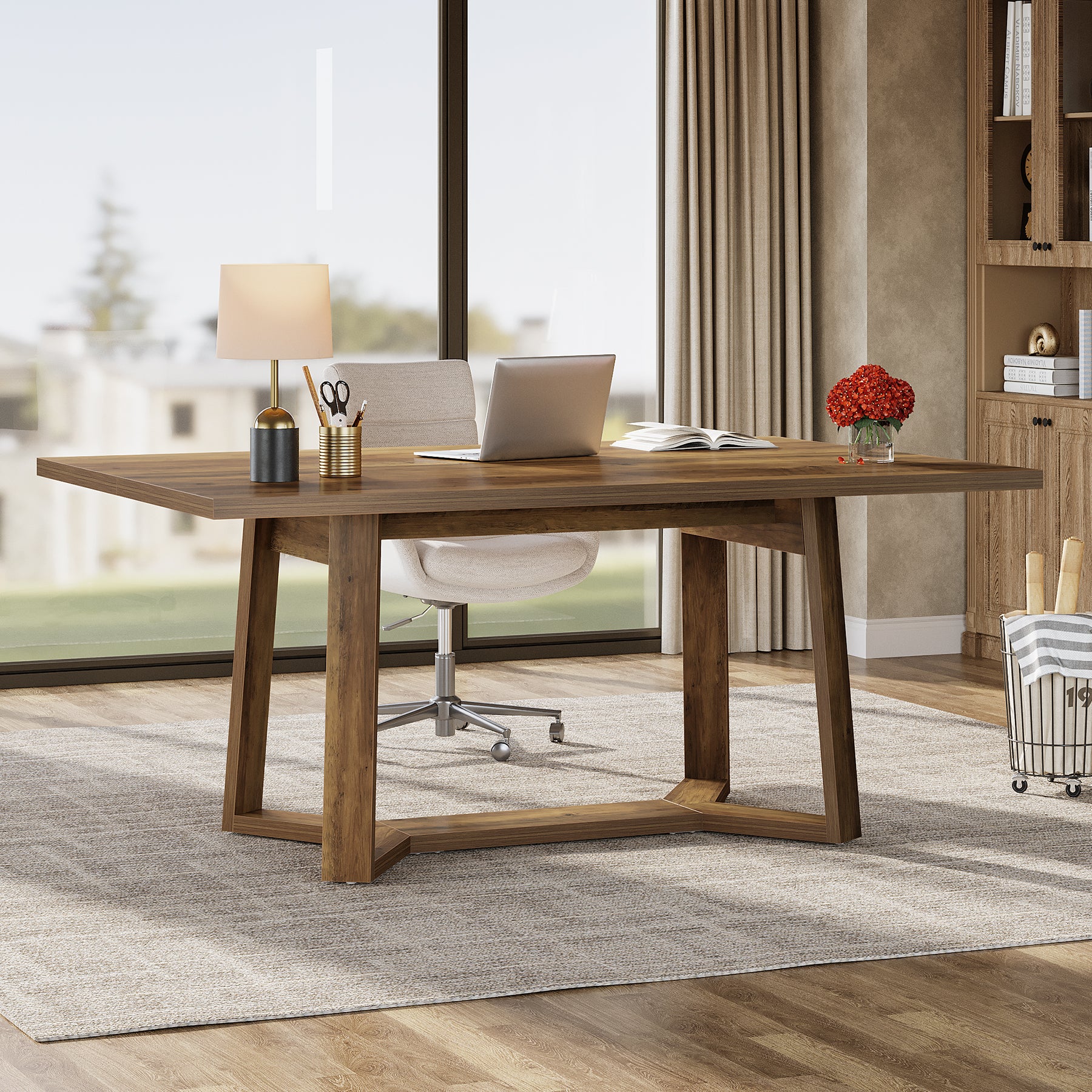 Tribesigns 47-Inch Home Office Desk with Reinforced Frame, Rustic Computer Table for Office