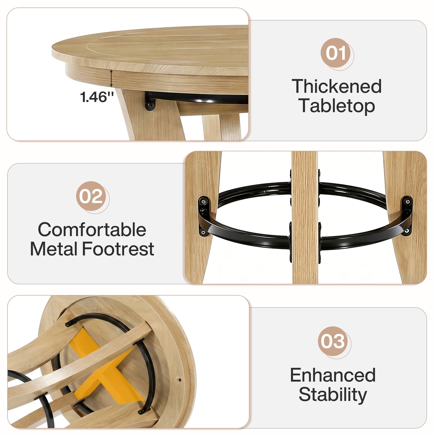 Tribesigns 31.5-Inch Round Counter Height Dining Table with Curved Legs, Modern Farmhouse Kitchen Table for 2 People and Small Spaces