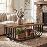 Tribesigns 47-Inch Solid Wood Coffee Table with 2-Tier Storage, Rectangular Table for Living Room 3