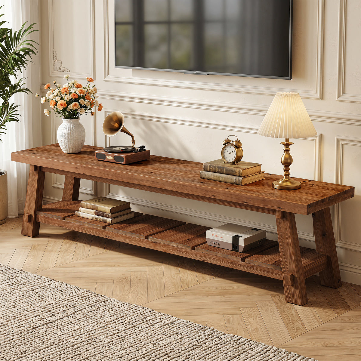 Tribesigns 71-Inch Solid Wood TV Stand for 85-Inch TVs, Extra Long Media Console for Living Room