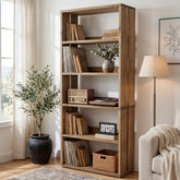 70.8 Inch Solid Wood Bookshelf, 5 Tier Rustic Bookcase with Display Storage for Home 3