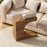 Tribesigns 11.8-Inch Wide Solid Wood C-Shaped Side Table with 2-Tier Storage Shelf 3