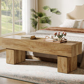Tribesigns 62.99-Inch End of Bed Bench, Extra Long Farmhouse Wooden Bench with Shoe Storage for Bedroom 3