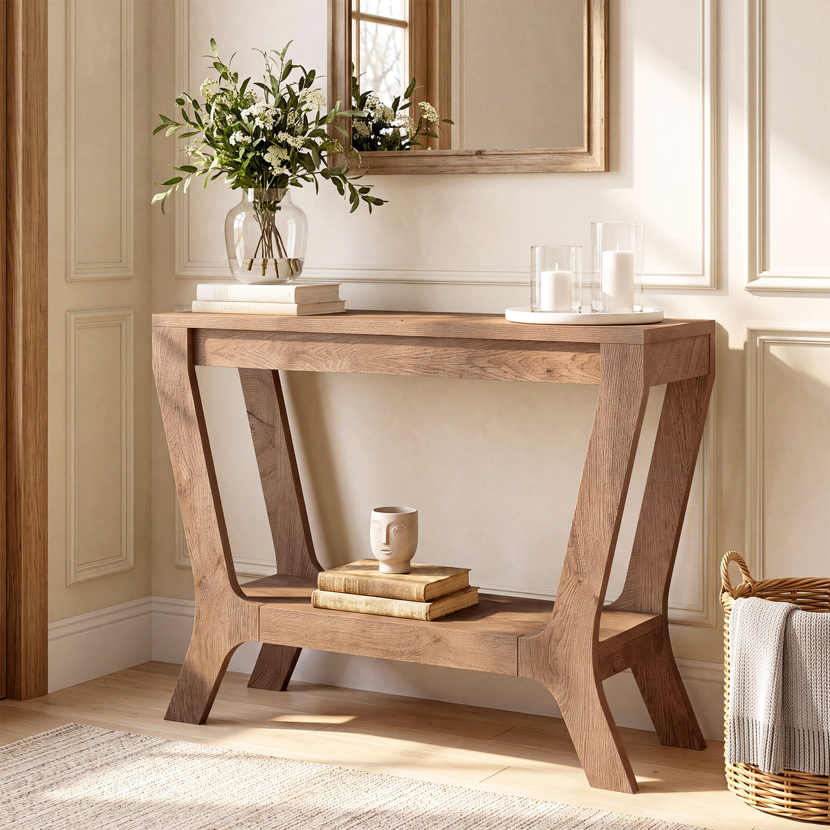 Tribesigns 41 Inch Console Table with 2-Tier Storage, Farmhouse Entryway Table for Sofa and Hallway Spaces