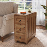 Tribesigns 11.81 Inch Narrow Solid Wood Side Table with 3 Drawers, Slim Bedside Table for Bedroom 3