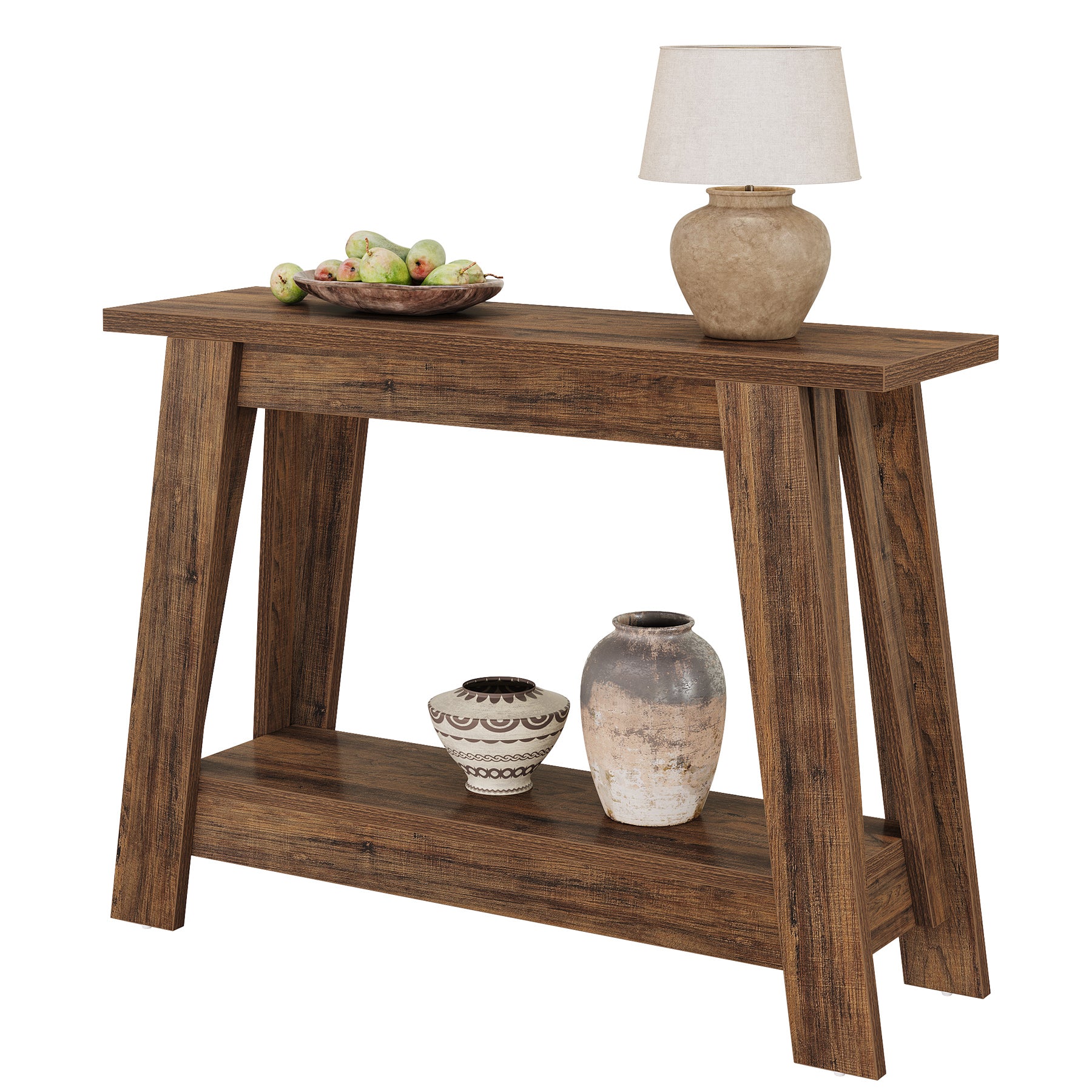 41.3" Rustic Farmhouse Console Table - 2-Tier Narrow Entryway Table with Storage