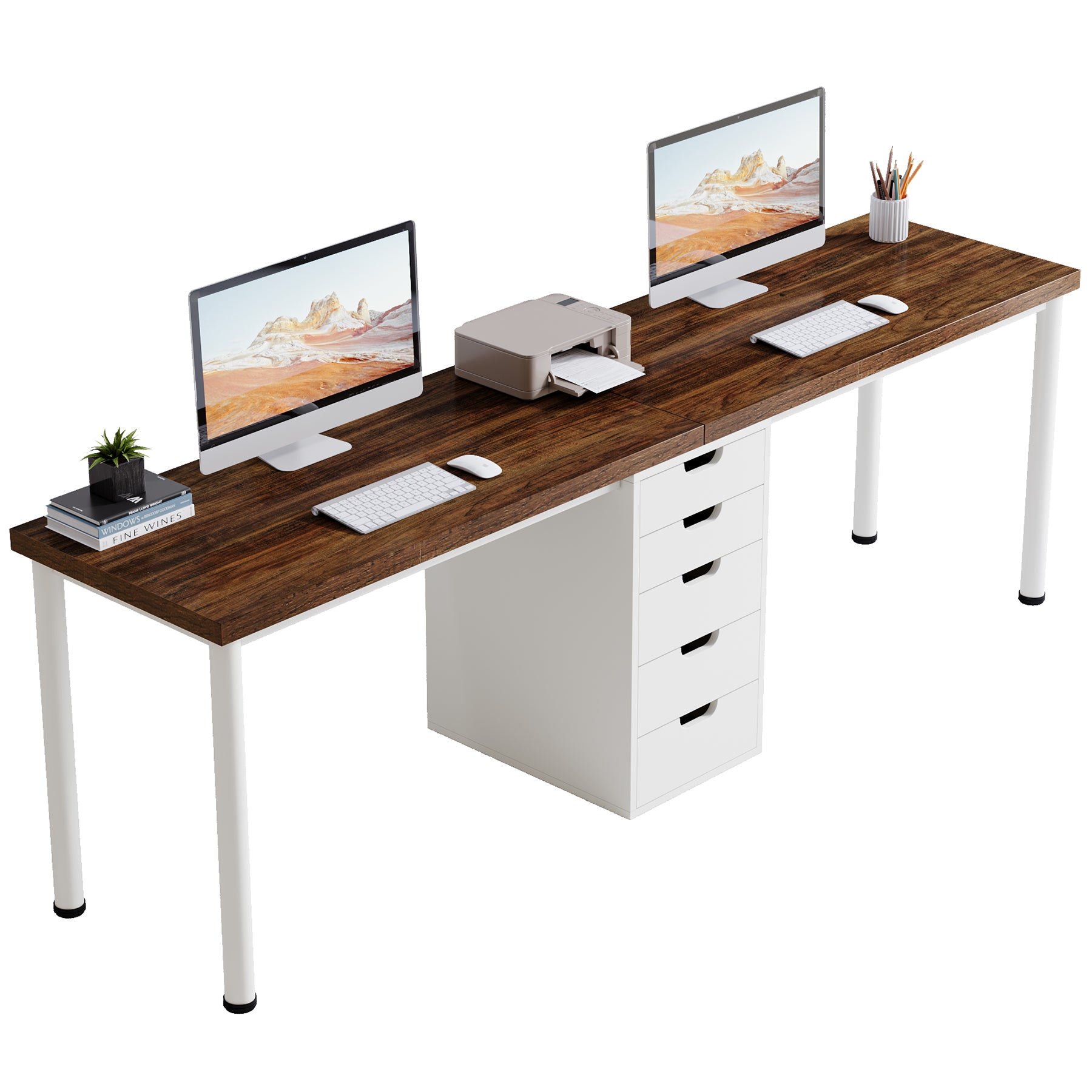 Tribesigns 78.7-Inch Two-Person Computer Desk with 5 Drawers, Double Office Workstation for Home Office