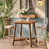 31.5-Inch Square Solid Wood Bar Table with Footrest, Farmhouse Counter Height Bistro Table 3