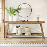 Farmhouse Console Table, 70.9" Entryway Table 2-Tier Sofa Table 3