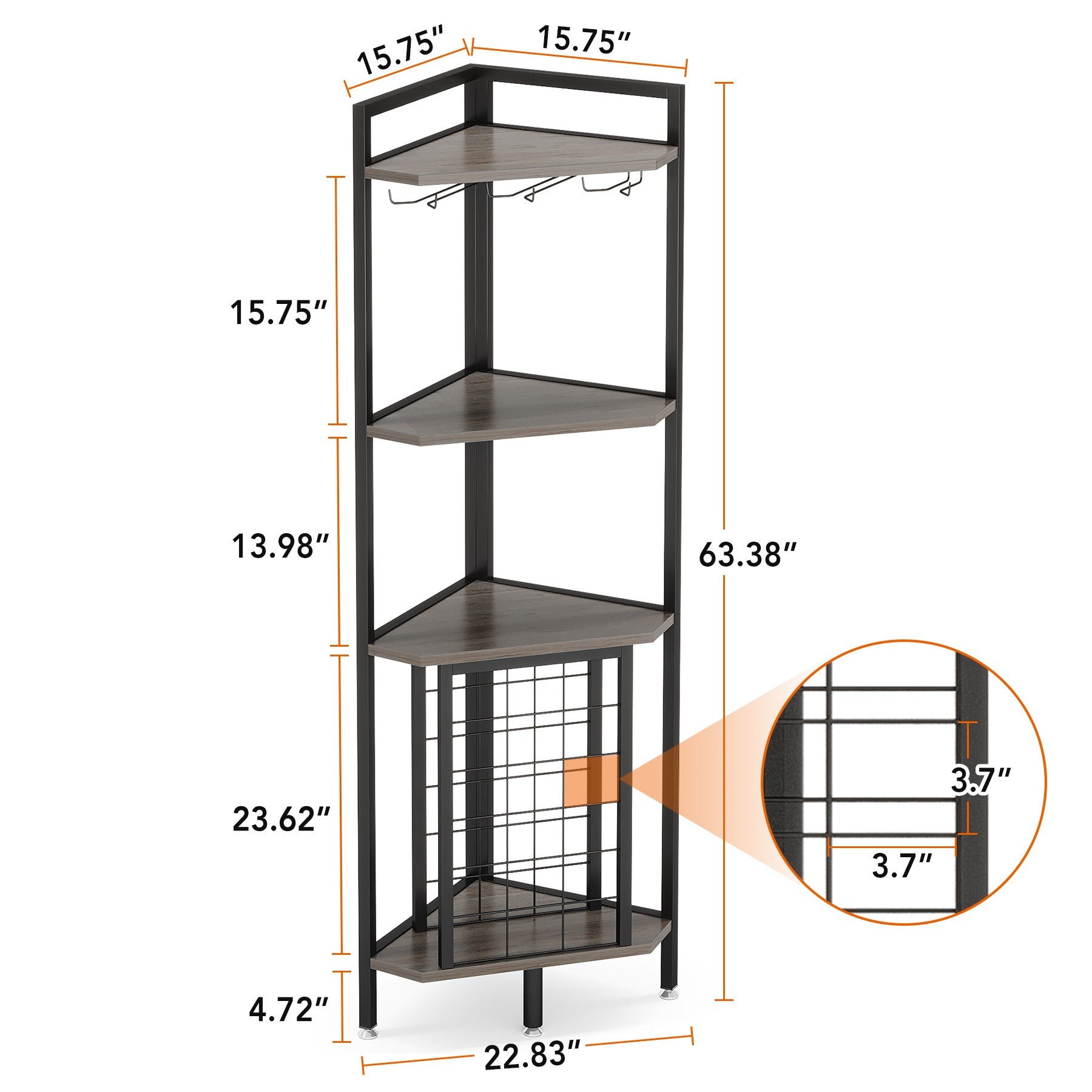 4-Tier Corner Wine Rack with Glass Holder and Storage Shelves