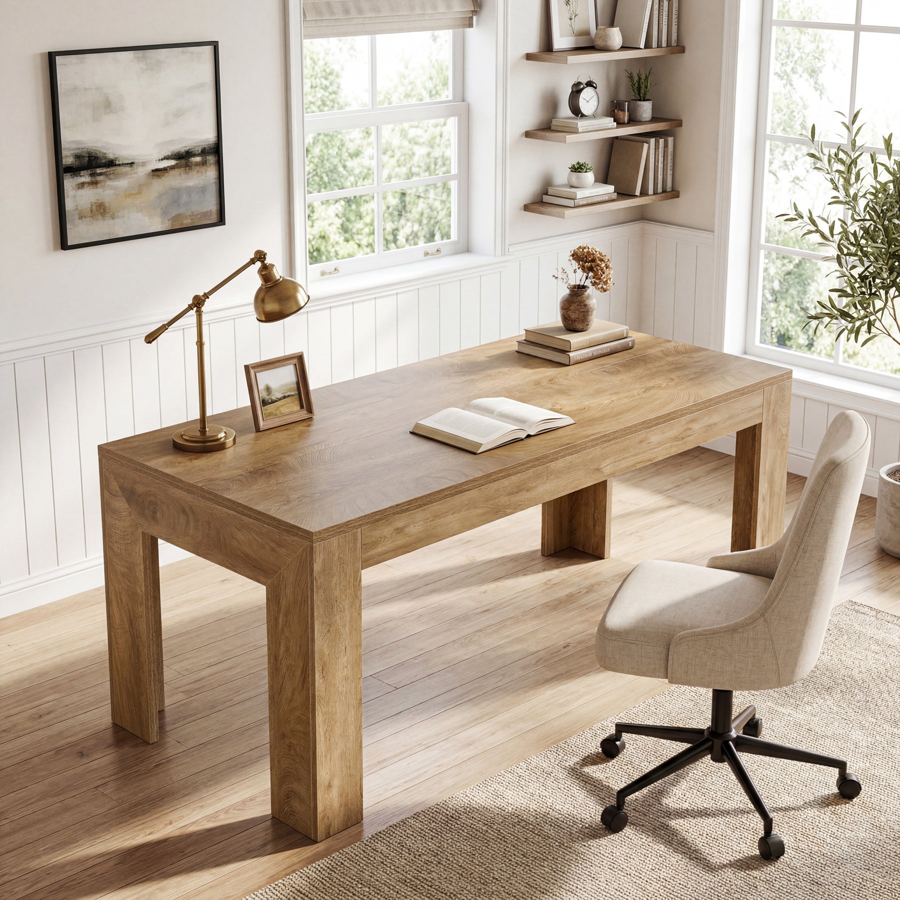 Tribesigns 63-Inch Modern Home Office Desk, Large Wooden Computer Desk for Study and Office