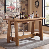 Tribesigns 63" Solid Wood Bar Table with A-Frame Footrest, Farmhouse Pub Table for Kitchen 3
