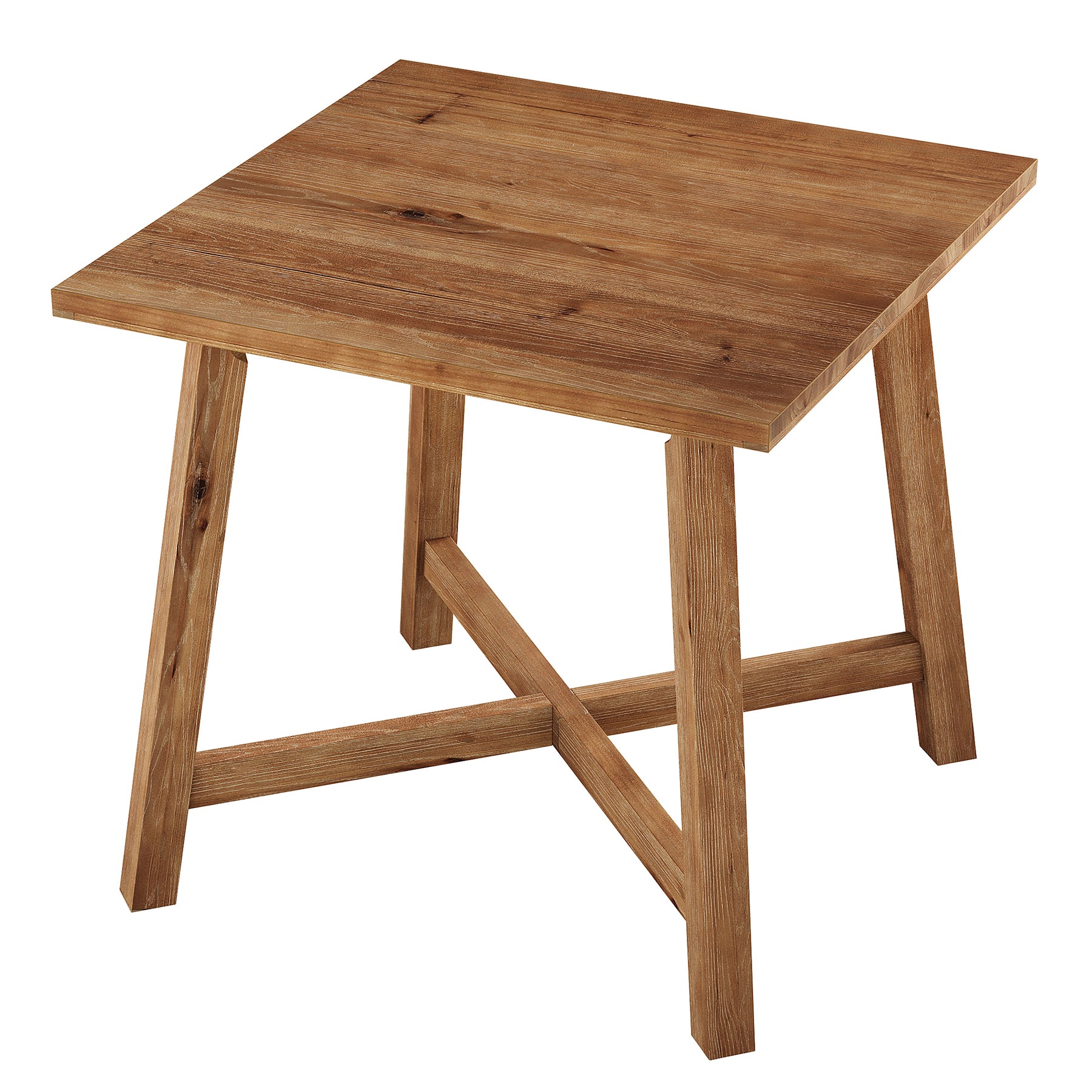 31.5-Inch Square Solid Wood Bar Table with Footrest, Farmhouse Counter Height Bistro Table
