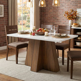 Tribesigns 47 Inch Rectangular Dining Table for 4-6, White Tabletop with Walnut Wood Base for Kitchen and Dining Room 3