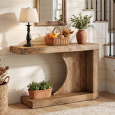 39.4-Inch C-Shaped Solid Wood Console Table, Narrow Modern Entryway Accent Table 3