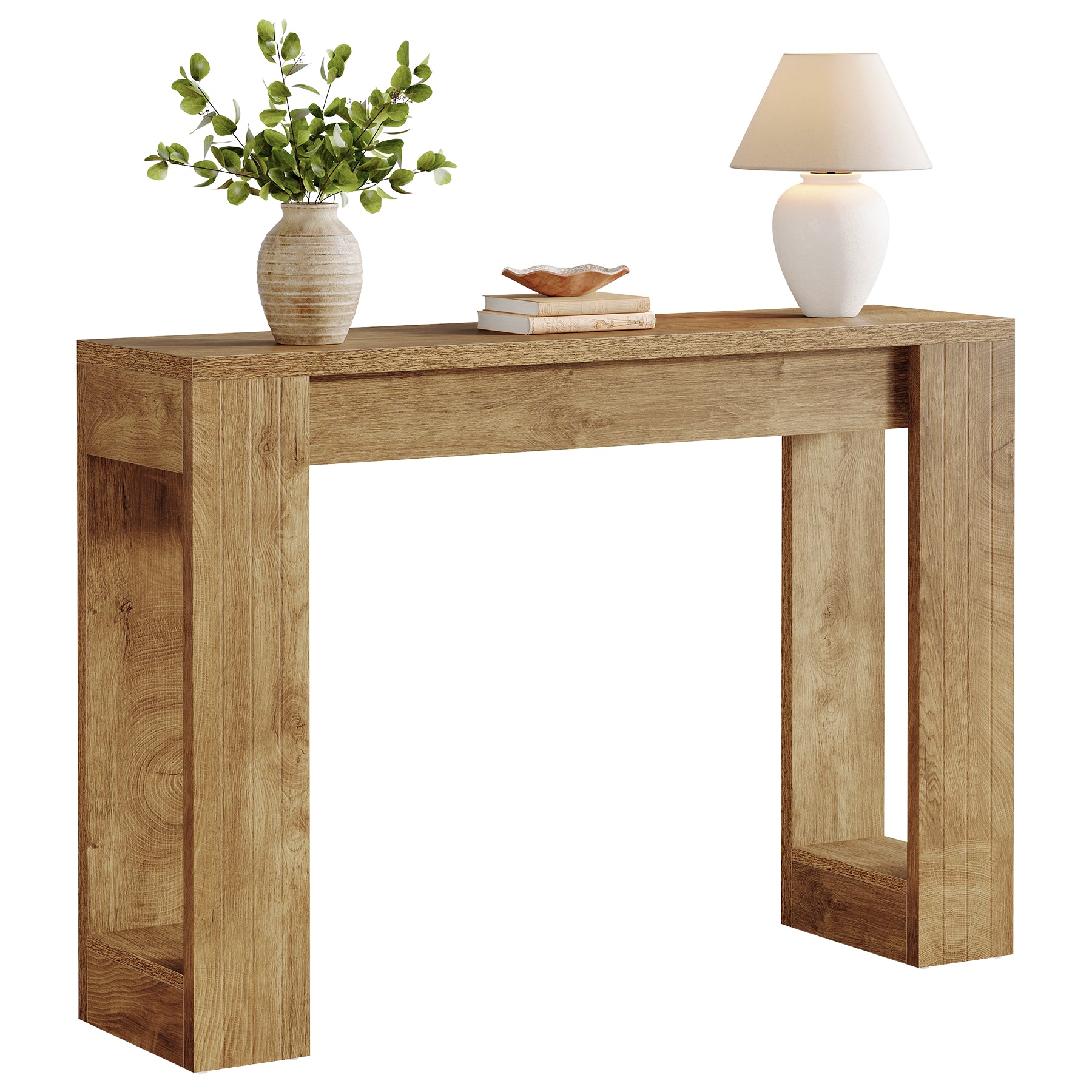 Tribesigns 41.3-Inch Wood Console Table for Entryway, Modern Sofa Table with Double Wooden Base
