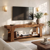 Tribesigns 63 Inch Solid Wood TV Stand with Curved A-Legs, Farmhouse Media Console for Living Room 3