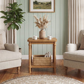 2-Tier Solid Wood Side Table with Storage Shelf, Space-Saving End Table for Living Room and Bedroom 3