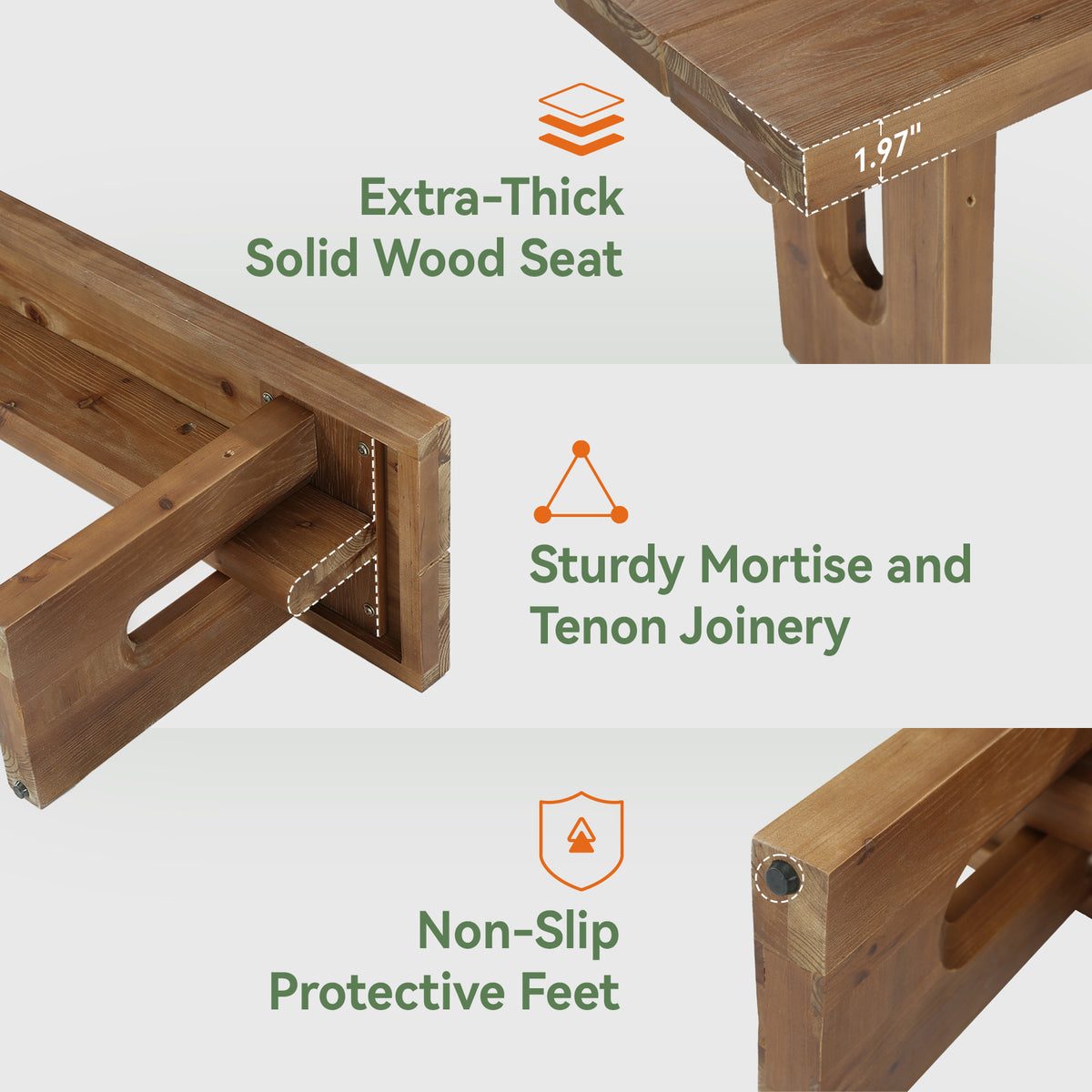 Tribesigns 63-Inch Solid Wood Dining Bench for 3-4, Farmhouse Wooden Bench for Kitchen and Entryway