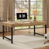 55" Industrial Executive Desk - Rustic Office Desk with Metal Legs, Study & Conference Workstation 3