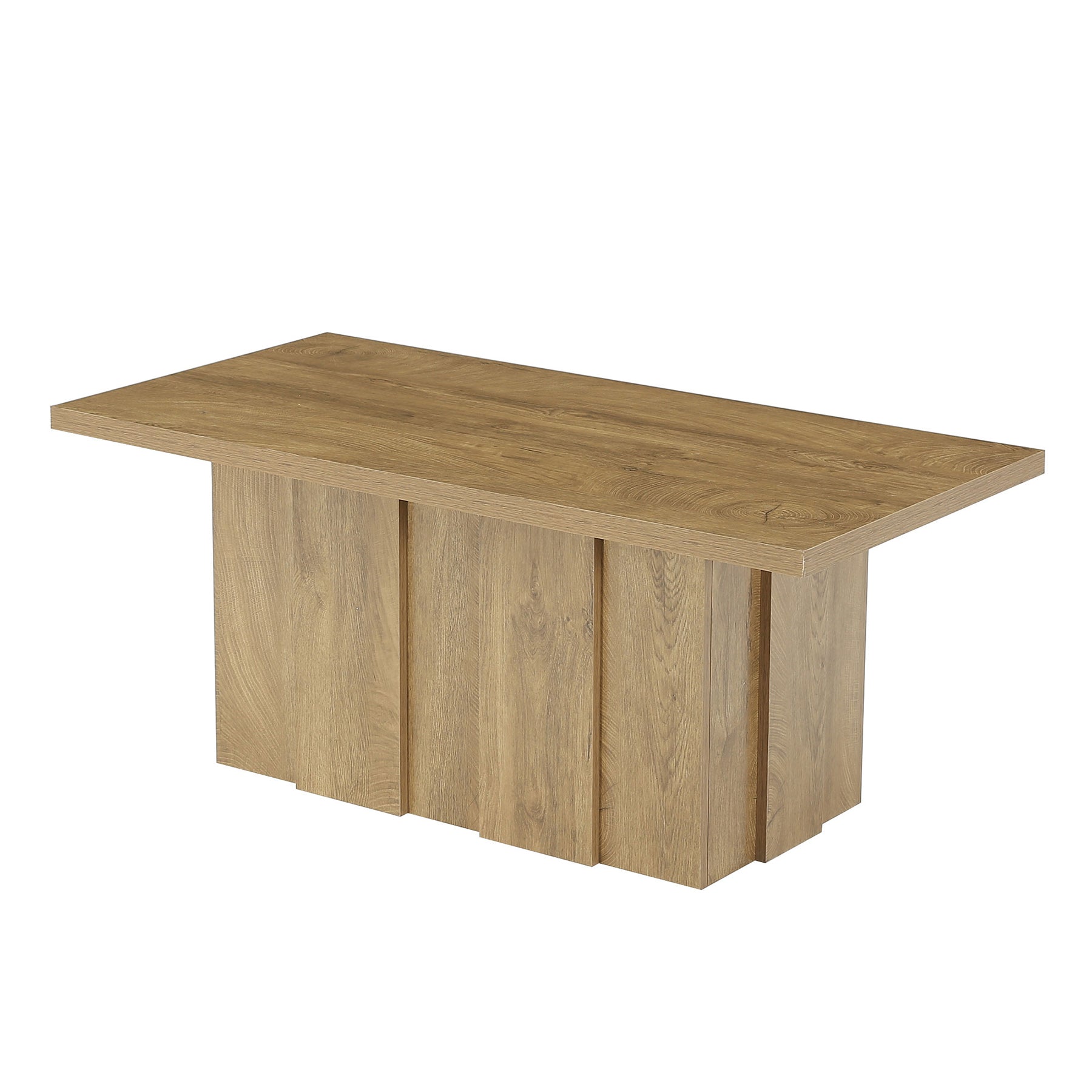 47.2-Inch Coffee Table with Fluted Pedestal Base, Farmhouse Center Table for Living Room