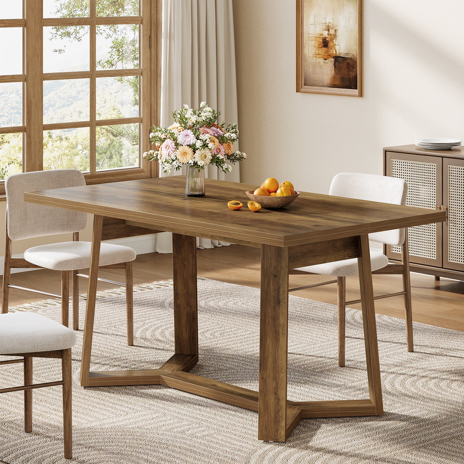 Tribesigns 47-Inch Wood Dining Table with 250 lb Capacity, Farmhouse Rectangle Table for Kitchen