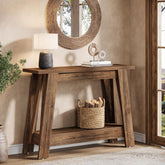 41.3" Rustic Farmhouse Console Table - 2-Tier Narrow Entryway Table with Storage 3