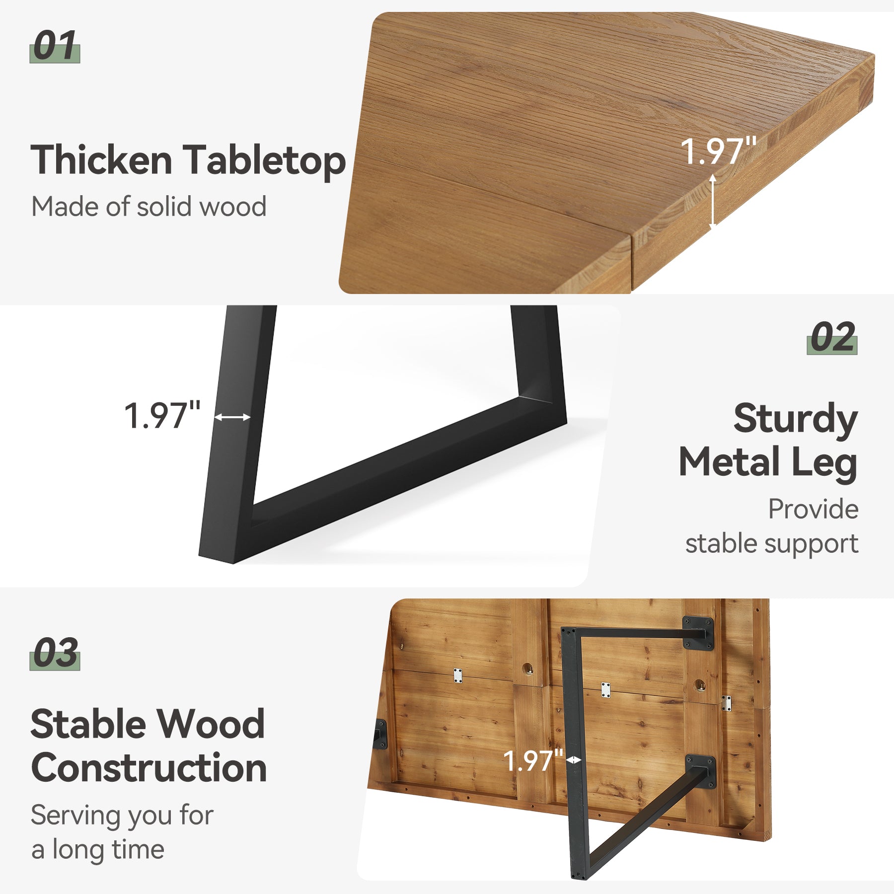 Tribesigns 63-Inch Industrial Executive Desk with Solid Wood Panels and Metal Legs, Computer Writing Desk for Home Office Study and Small Conference Room
