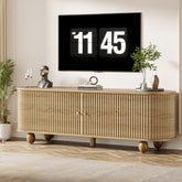 Tribesigns 70.8-Inch Farmhouse Fluted TV Stand with Sliding Doors and Storage Shelves, Extra Long Media Console for 65 70 and 75 Inch TVs 3