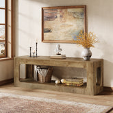 Tribesigns 63-Inch Farmhouse Console Table with Circle Design, 2-Tier Entryway Table for Hallway 3
